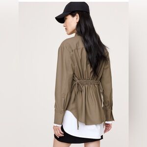 NWT Banana Republic Stretch Flannel Cinch Back Mushroom Taupe Shirt Sz S/P